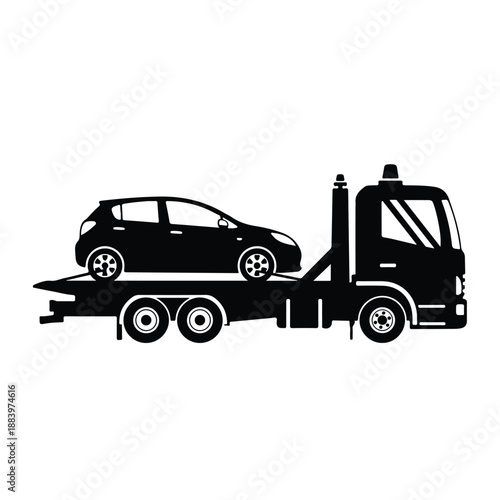 Car tow truck icon - Clipart, Glyph and solid icon set, Flat Design Icon, line icon set, Flat Vector icon, icon, Editable stroke icon, Modern icon collection