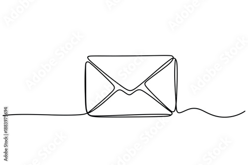 A simple line drawing of an envelope with a string attached