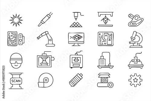 Industrial Process UI Icons for Factory Management Apps