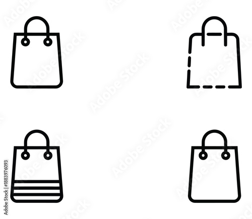 Four different shopping bag icons on a white background