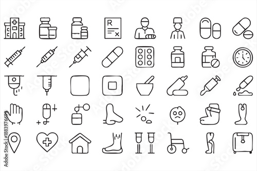 Medical Interface Icons for Telemedicine Platforms