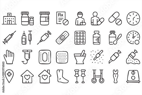 Patient Care UI Icons for Digital Healthcare Systems