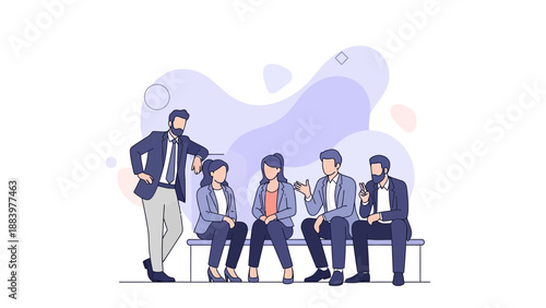 Diverse Business Team Collaborating on Project, Flat Design Illustration