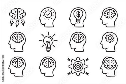 Creative Brain UI Icons for Business and Startup Platforms