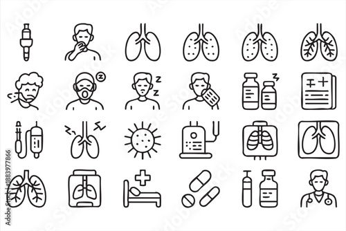 Respiratory Care UI Icons for Telemedicine Systems