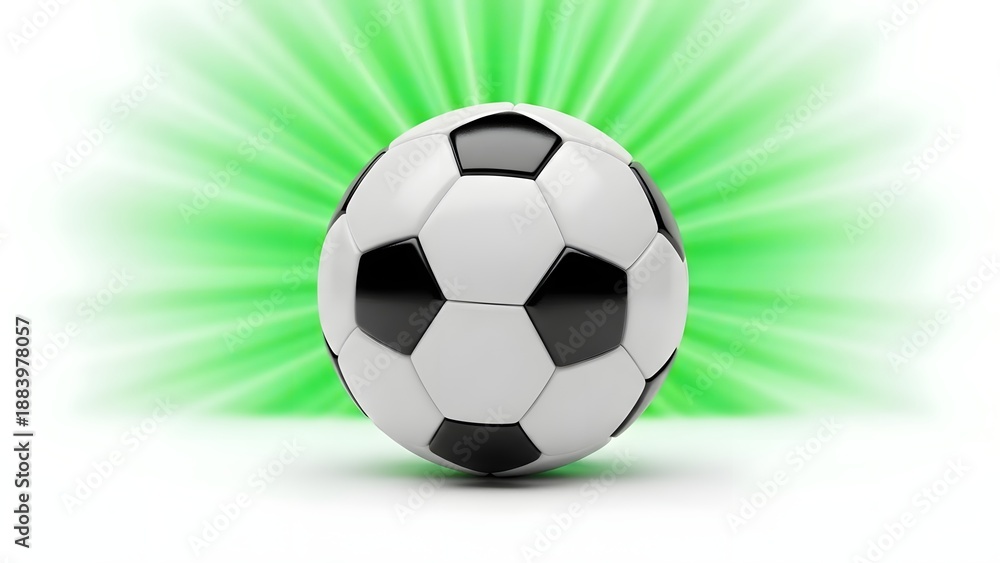 Naklejka premium Soccer ball with green background