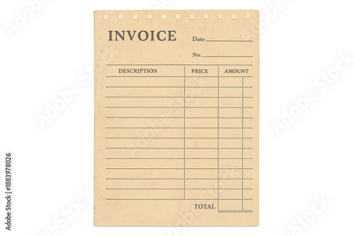 Blank vintage invoice template for billing and accounting