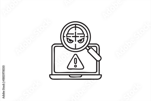 Cyber Attack Detection UI Icon for IT Security Systems
