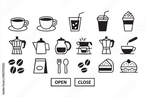 Coffee Shop UI Icons for Digital Menu Systems