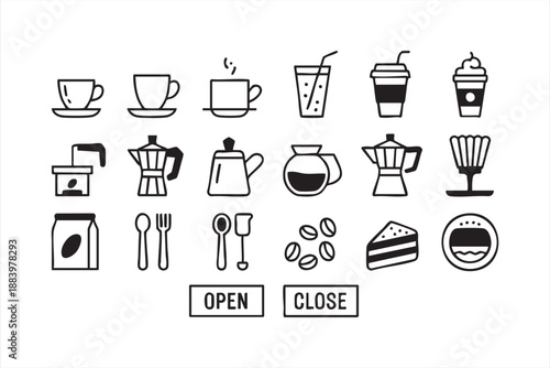 Beverage and Coffee UI Icons for Restaurant Interfaces