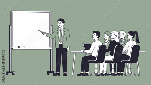 Business meeting, presentation, training, whiteboard, team collaboration, learning