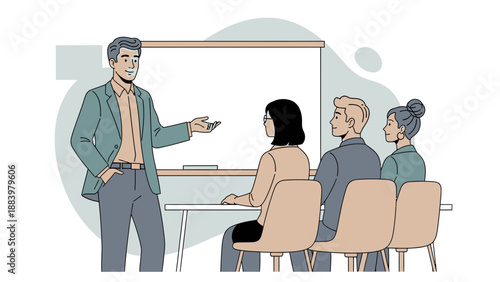 Business Presentation: Speaker Addressing Audience in Meeting Room