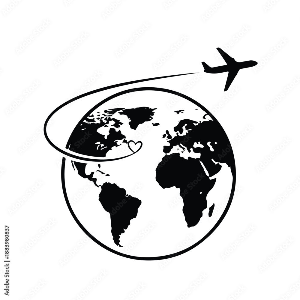 Fototapeta premium Travel and globe icon - Clipart, Glyph and solid icon set, Flat Design Icon, line icon set, Flat Vector icon, icon, Editable stroke icon, Modern icon collection