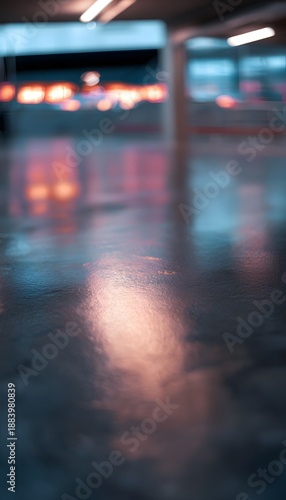Wallpaper Mural Reflections shimmer on a modern parking floor bathed in soft ambient light serene minimalist design Torontodigital.ca