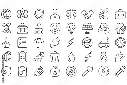 Renewable Energy and Sustainability Symbols for Global Impact Themes