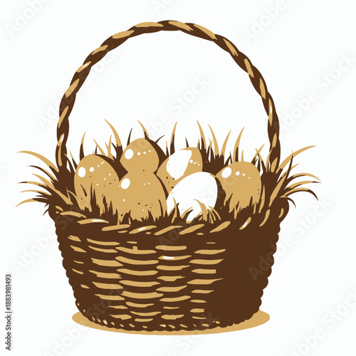 Colorful Easter Basket Filled with Vibrant Decorated Eggs Nestled in Green Grass Symbolizing Spring Celebration and Festive Traditions