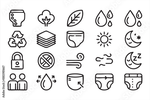 Parenting and Infant Care Icons for Health Tracking UI