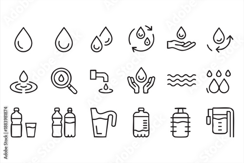 Clean Water and Hydration Symbols for Sustainability Platforms