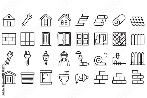 Building and Renovation UI Icons for Architecture Tools
