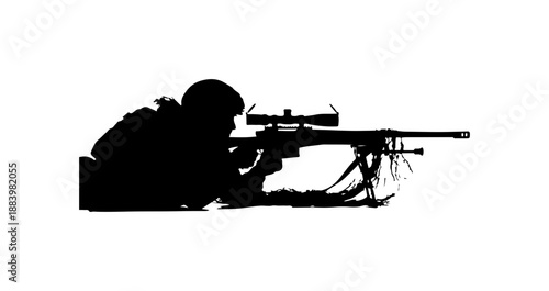 Silhouette of a Sniper in Action