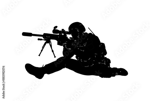 Silhouette of a Soldier in Action