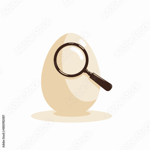 Magnifying Glass on an Egg: Conceptual Illustration Highlighting Detailed Observation and Exploration of Simple Objects