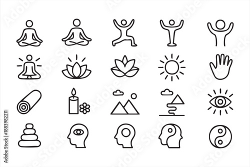 Yoga and Meditation UI Icons for Wellness Platforms