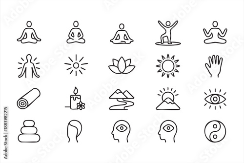 Mindfulness and Mental Health Line Icons for UI Design