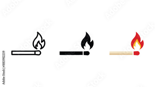 A set of simple icons depicting lit cigarettes and matches