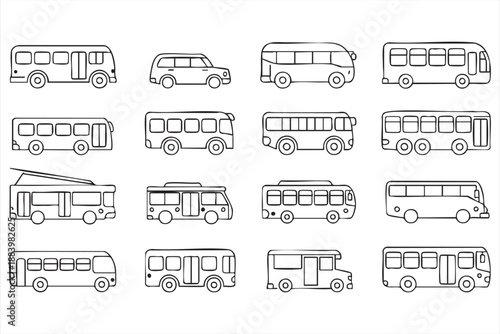 Urban Transit And Bus Line Icons For Infrastructure Design