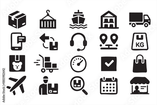 Logistics And Shipping Icons For Delivery And Supply Chain Systems