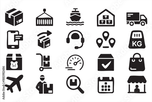 Supply Chain And Warehouse Operation Icons For Business