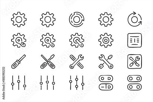 Technical Tools And Settings Icons For Dashboards