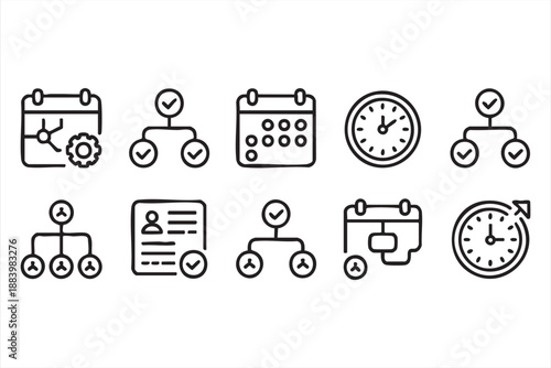Task Scheduling And Time Optimization Line Icons