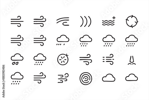 Climate And Weather Condition Line Icons Collection