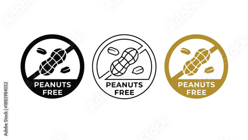 Three different colored peanut free logos on a white background