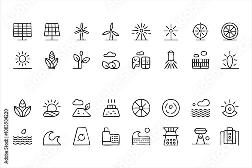 Eco Friendly Energy And Sustainability Icons Set