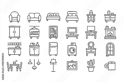 Home Furniture And Appliance Icons For Interior Design