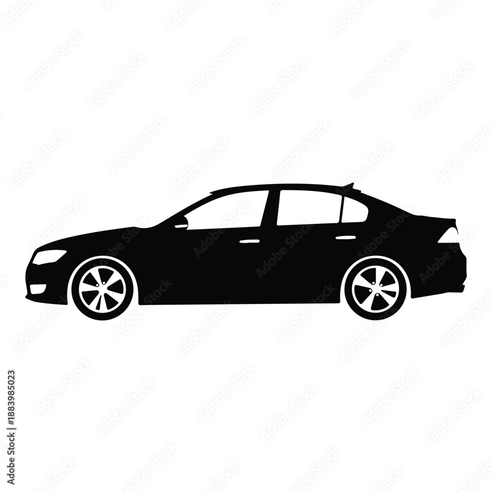 Naklejka premium Sedan car icon - Clipart, Glyph and solid icon set, Flat Design Icon, line icon set, Flat Vector icon, icon, Editable stroke icon, Modern icon collection