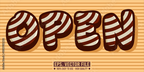 Typography OPEN word art illustration, editable text effect