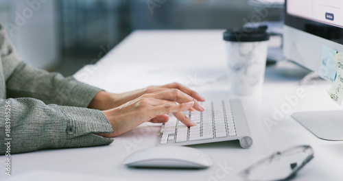 Photography Hands, keyboard or business person typing email, online schedule or review for event planning
