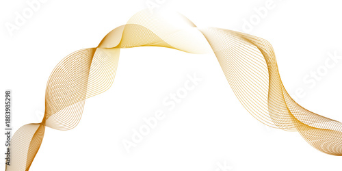 Abstract image featuring two flowing ribbons of golden lines, golden ribbon flowing gracefully evoking a sense of calm movement, luxurious and dynamic abstract background for modern design.