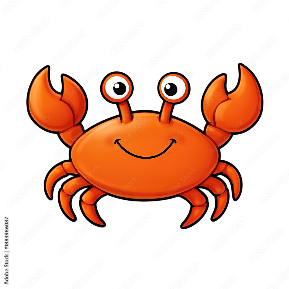 Fototapeta premium Smiling orange cartoon crab with large claws
