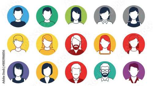 Diverse Group of People Avatars in Circular Frames.