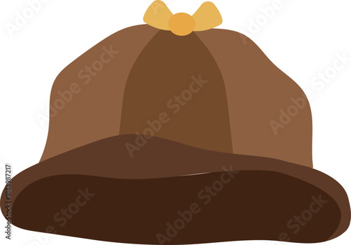 brown detective hat icon isolated on white