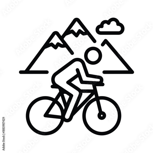 Cycling in the mountains - Clipart, Glyph and solid icon set, Flat Design Icon, line icon set, Flat Vector icon, icon, Editable stroke icon, Modern icon collection