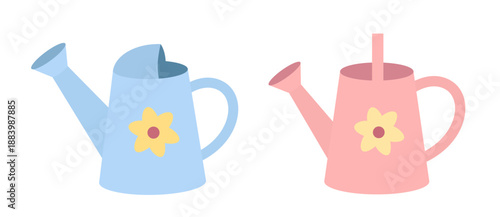 Simple watering can for plants clip art graphic.
Outdoor garden watering can icon.
Garden watering can flat vector illustration set.
Transparent background. SVG.
