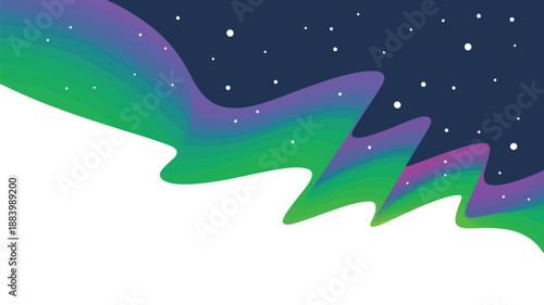 A vibrant illustration of the aurora borealis in a starry night sky