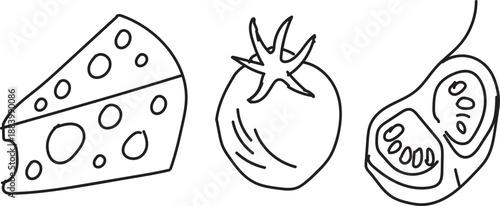 Hand drawn cheese and tomato slice