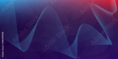 Blue purple red gradient mesh abstract background with wavy blended lines nice for wallpaper or banner eps10